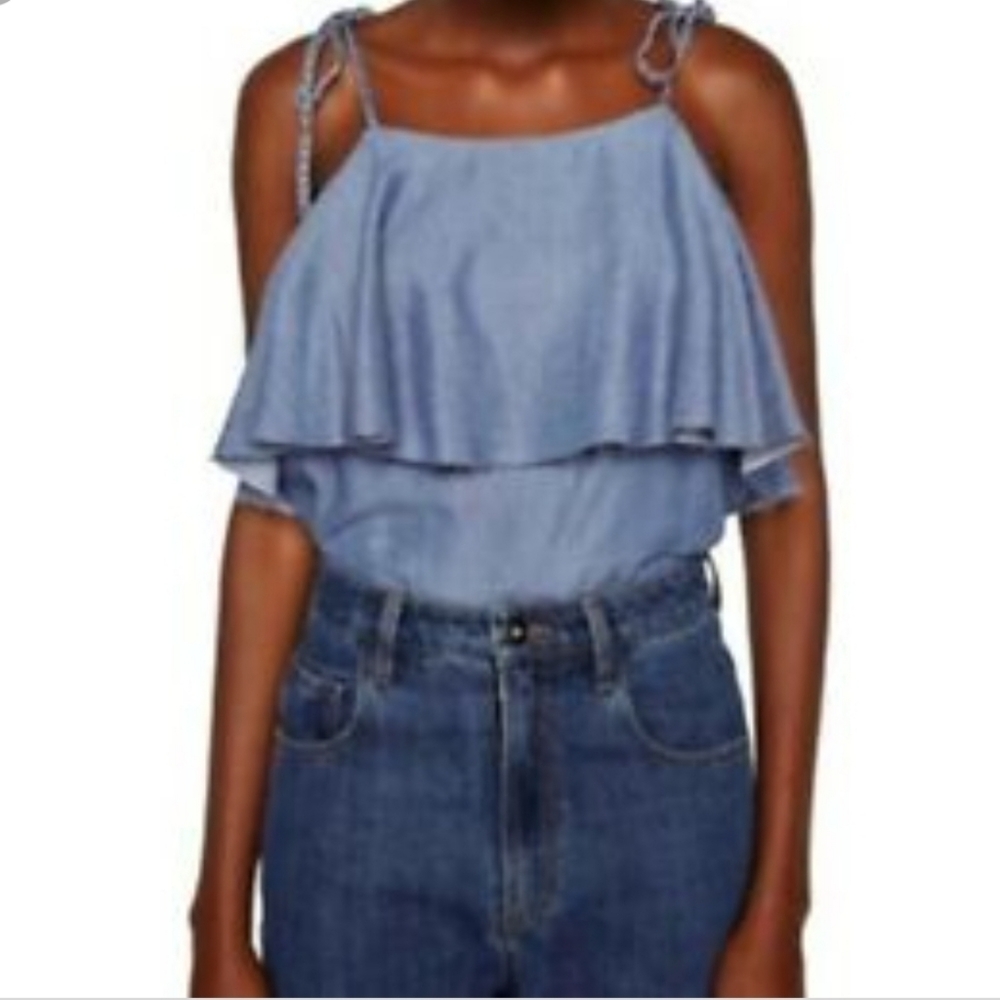 Zara TRF summer light weight denim top bodysuit